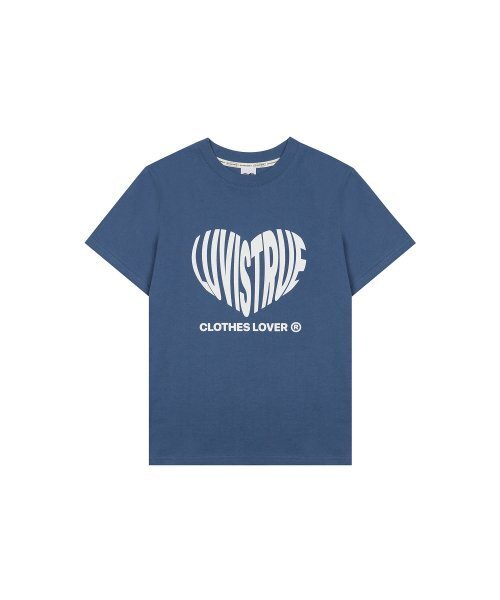 LUVISTRUE(ラヴイズトゥルー)の「SU HEART LOGO TEE(2COLOR)(Tシャツ/カットソー・レディース・ホワイト/ブルー・FREE)」の4枚目の写真