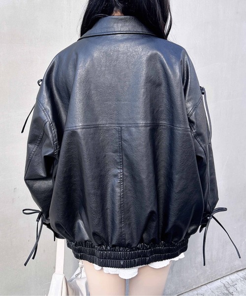 INGNI（イング）の「マルチWayリボンフェイクレザービッグブルゾン（ブルゾン・レディース・ブラウン/ブラック/アイボリー・M）」の15枚目の写真