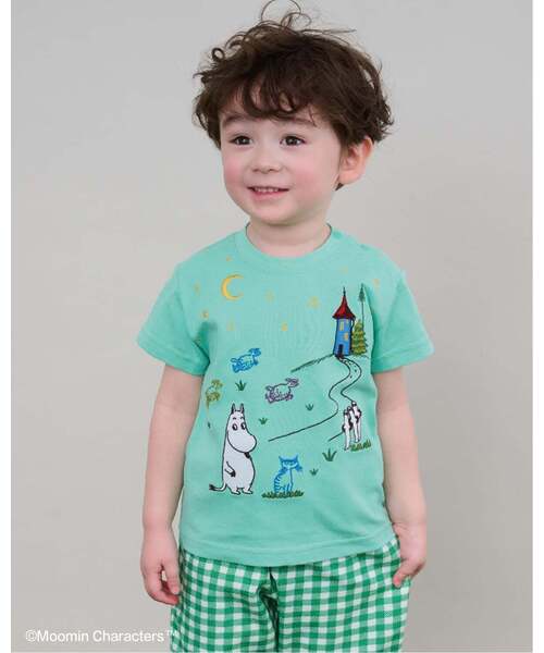 kladskap（クレードスコープ）の「【MOOMIN】ムーミンと夜空半袖Tシャツ（Tシャツ/カットソー・キッズ・ラベンダー/エメラルド・110cm/100cm/90cm/80ｃｍ/120cm）」の2枚目の写真