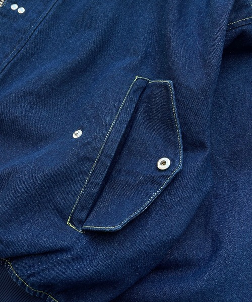 ILL'S（イルズ）の「FIREMAN HOOK DENIM HOODIE / ファイヤーマンフック デニムフーディー ブルゾン ショート丈 メンズ レディース ユニセックス（デニムジャケット・メンズ・ネイビー/ブラック・M/L）」の8枚目の写真