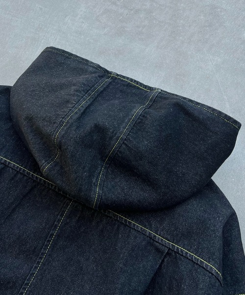 ILL'S（イルズ）の「FIREMAN HOOK DENIM HOODIE / ファイヤーマンフック デニムフーディー ブルゾン ショート丈 メンズ レディース ユニセックス（デニムジャケット・メンズ・ネイビー/ブラック・M/L）」の17枚目の写真