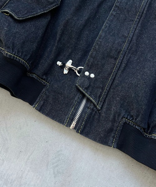 ILL'S（イルズ）の「FIREMAN HOOK DENIM HOODIE / ファイヤーマンフック デニムフーディー ブルゾン ショート丈 メンズ レディース ユニセックス（デニムジャケット・メンズ・ネイビー/ブラック・M/L）」の11枚目の写真