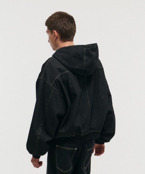 ILL'S（イルズ）の「FIREMAN HOOK DENIM HOODIE / ファイヤーマンフック デニムフーディー ブルゾン ショート丈 メンズ レディース ユニセックス（デニムジャケット・メンズ・ネイビー/ブラック・M/L）」の22枚目の写真