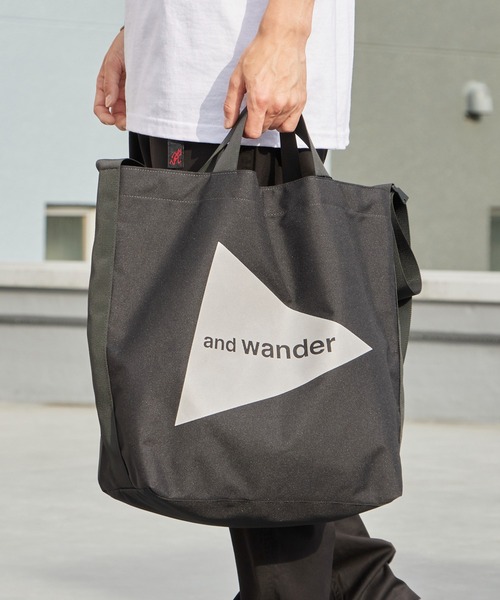 and wander（アンドワンダー）の「and wander/アンドワンダー recycle OX logo tote bag リサイクルポリエステル トートバッグ 2026年春夏（トートバッグ・メンズ・ブラック・FREE）」の8枚目の写真