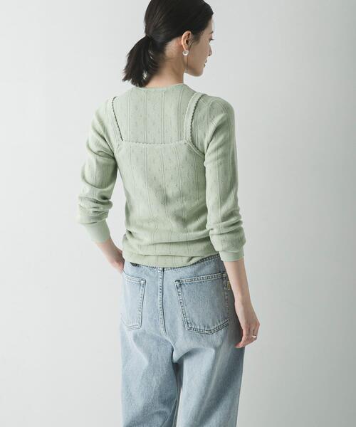 URBAN RESEARCH(アーバンリサーチ)の「パターンメッシュヘンリーネックニット(ニット/セーター・レディース・グレー/オフホワイト/ミント・FREE)」の21枚目の写真