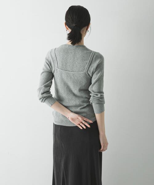 URBAN RESEARCH(アーバンリサーチ)の「パターンメッシュヘンリーネックニット(ニット/セーター・レディース・グレー/オフホワイト/ミント・FREE)」の14枚目の写真