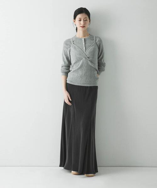 URBAN RESEARCH(アーバンリサーチ)の「パターンメッシュヘンリーネックニット(ニット/セーター・レディース・グレー/オフホワイト/ミント・FREE)」の4枚目の写真