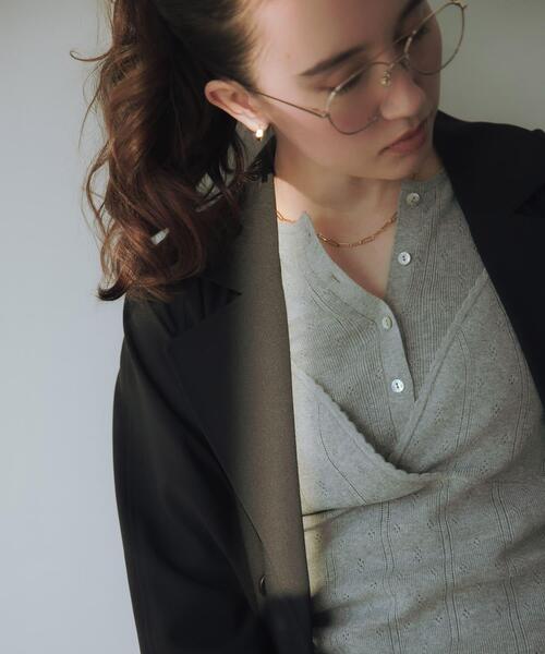 URBAN RESEARCH(アーバンリサーチ)の「パターンメッシュヘンリーネックニット(ニット/セーター・レディース・グレー/オフホワイト/ミント・FREE)」の5枚目の写真