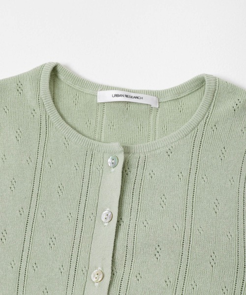 URBAN RESEARCH（アーバンリサーチ）の「パターンメッシュヘンリーネックニット（ニット/セーター・レディース・グレー/オフホワイト/ミント・FREE）」の9枚目の写真
