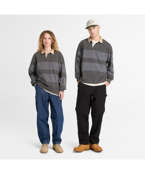 Timberland(ティンバーランド)の「ストライプ ラグビー 長袖 ポロシャツ ユニセックス(ポロシャツ・メンズ・ダークグレー・XX-LARGE/X-LARGE/SMALL/MEDIUM/LARGE)」の2枚目の写真