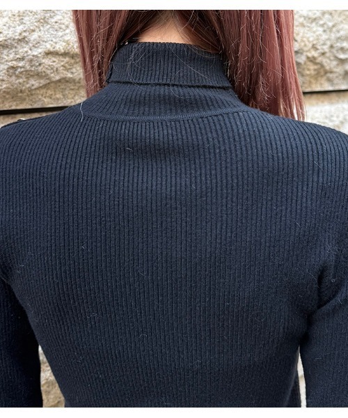 Desert Rose(デザートローズ)の「【DESERT ROSE/デザートローズ】ショルダーボタンレースレイヤードスリーブハイネックニット(ニット/セーター・レディース・ブラック・FREE)」の10枚目の写真