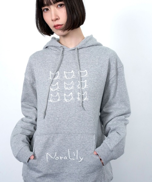 Nora Lily(ノラリリー)の「【Nora Lily】9 NEKO Print Hoodie(パーカー・メンズ・ネイビー/ブルー/ヘザーグレー/チャコールグレー・LARGE)」の7枚目の写真