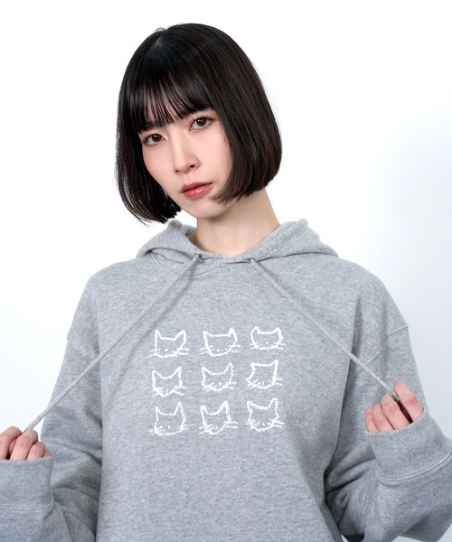 Nora Lily(ノラリリー)の「【Nora Lily】9 NEKO Print Hoodie(パーカー・メンズ・ネイビー/ブルー/ヘザーグレー/チャコールグレー・LARGE)」の8枚目の写真