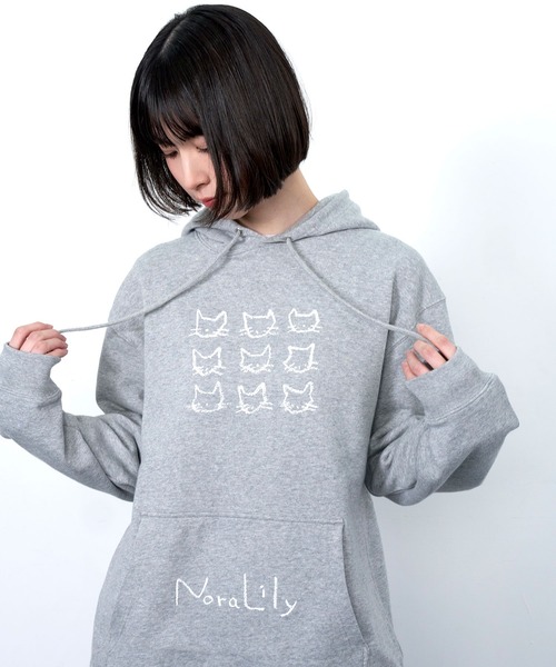 Nora Lily(ノラリリー)の「【Nora Lily】9 NEKO Print Hoodie(パーカー・メンズ・ネイビー/ブルー/ヘザーグレー/チャコールグレー・LARGE)」の16枚目の写真