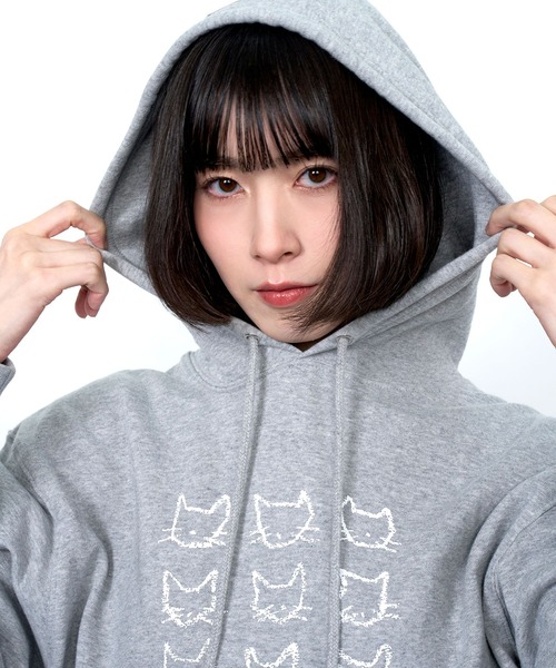 Nora Lily(ノラリリー)の「【Nora Lily】9 NEKO Print Hoodie(パーカー・メンズ・ネイビー/ブルー/ヘザーグレー/チャコールグレー・LARGE)」の9枚目の写真