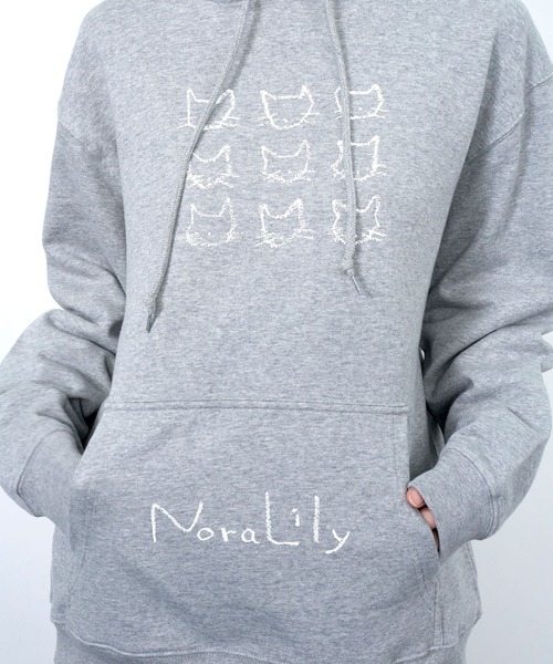 Nora Lily(ノラリリー)の「【Nora Lily】9 NEKO Print Hoodie(パーカー・メンズ・ネイビー/ブルー/ヘザーグレー/チャコールグレー・LARGE)」の10枚目の写真