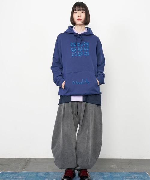 Nora Lily(ノラリリー)の「【Nora Lily】9 NEKO Print Hoodie(パーカー・メンズ・ネイビー/ブルー/ヘザーグレー/チャコールグレー・LARGE)」の21枚目の写真