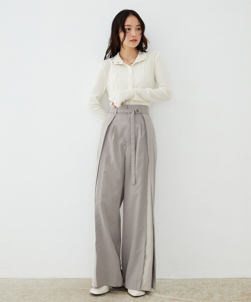 UNITED TOKYO(ユナイテッドトウキョウ)の「【新作】ラップレイヤーワイドパンツ|ウォッシャブル/セットアップ/オフィスカジュアル/オケージョン/防シワ/吸水速乾/春服(スラックス・レディース・ベージュ/グレー・2/1)」の21枚目の写真