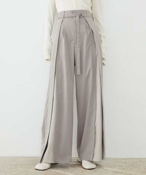 UNITED TOKYO(ユナイテッドトウキョウ)の「【新作】ラップレイヤーワイドパンツ|ウォッシャブル/セットアップ/オフィスカジュアル/オケージョン/防シワ/吸水速乾/春服(スラックス・レディース・ベージュ/グレー・2/1)」の5枚目の写真