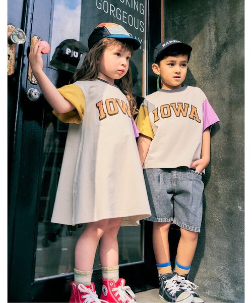 F.O.KIDS（エフオーキッズ）の「【リンク】GIRLS　ロゴアップリケワンピース（ワンピース・キッズ・オフホワイト/レッド/チャコール/レインボー・90/100/110/130/120/140）」の7枚目の写真