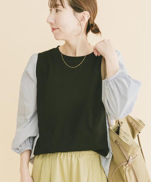 ITEMS URBANRESEARCH（アイテムズ アーバンリサーチ）の「フハクキリカエプルオーバー（Tシャツ/カットソー・レディース・ベージュ/モカ/ブラック・FREE）」の2枚目の写真