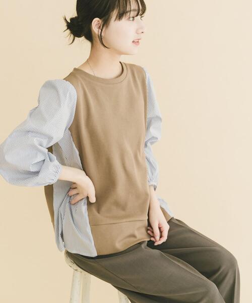 ITEMS URBANRESEARCH（アイテムズ アーバンリサーチ）の「フハクキリカエプルオーバー（Tシャツ/カットソー・レディース・ベージュ/モカ/ブラック・FREE）」の3枚目の写真