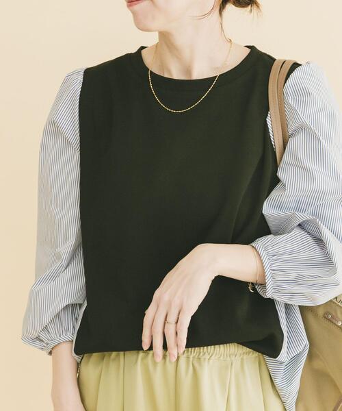 ITEMS URBANRESEARCH（アイテムズ アーバンリサーチ）の「フハクキリカエプルオーバー（Tシャツ/カットソー・レディース・ベージュ/モカ/ブラック・FREE）」の4枚目の写真