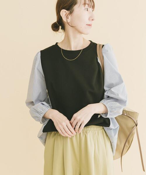 ITEMS URBANRESEARCH（アイテムズ アーバンリサーチ）の「フハクキリカエプルオーバー（Tシャツ/カットソー・レディース・ベージュ/モカ/ブラック・FREE）」の5枚目の写真