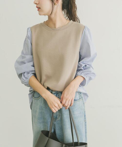 ITEMS URBANRESEARCH（アイテムズ アーバンリサーチ）の「フハクキリカエプルオーバー（Tシャツ/カットソー・レディース・ベージュ/モカ/ブラック・FREE）」の12枚目の写真