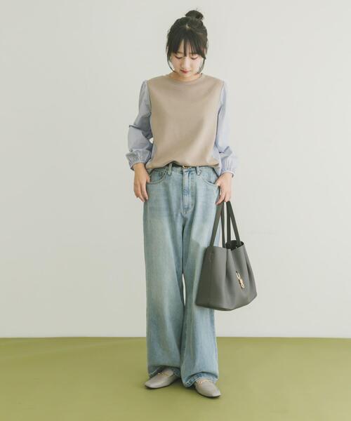 ITEMS URBANRESEARCH（アイテムズ アーバンリサーチ）の「フハクキリカエプルオーバー（Tシャツ/カットソー・レディース・ベージュ/モカ/ブラック・FREE）」の16枚目の写真