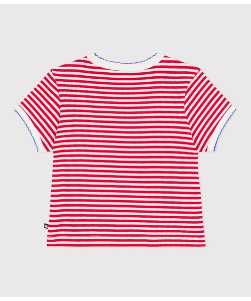 PETIT BATEAU（プチバトー）の「リブボーダー半袖Tシャツ（Tシャツ/カットソー・キッズ・レッド・3YEAR/4YEAR/5YEAR）」の5枚目の写真