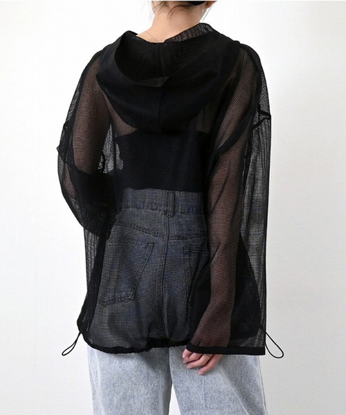 STYLEBLOCK(スタイルブロック)の「メッシュカットソーフーディプルオーバー(パーカー・レディース・ブラック/ホワイト/ベージュ・M)」の7枚目の写真