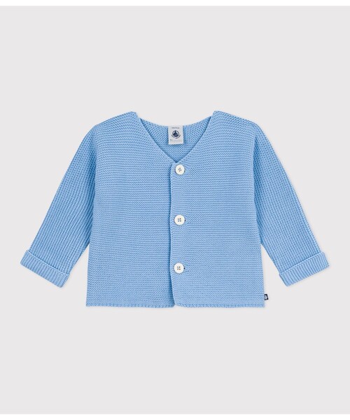 PETIT BATEAU(プチバトー)の「ガーター編みニットカーディガン(カーディガン/ボレロ・キッズ・ライトピンク/ライトブルー・6MONTH/12MONTH/18MONTH)」の2枚目の写真