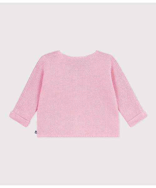 PETIT BATEAU(プチバトー)の「ガーター編みニットカーディガン(カーディガン/ボレロ・キッズ・ライトピンク/ライトブルー・6MONTH/12MONTH/18MONTH)」の4枚目の写真