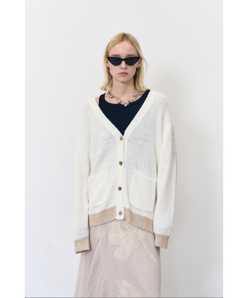 Muel Chic(ミュエルシック)の「Miyora knit cardigan ミヨラニットカーディガン(カーディガン/ボレロ・レディース・ブラック/オフホワイト/ブルー・FREE)」の9枚目の写真