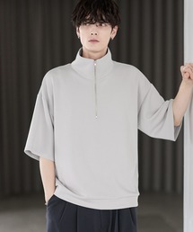 セール】ダンボールポンチハーフジップショートスリーブTシャツ（T