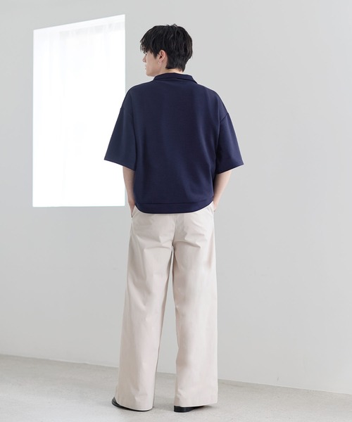 ASTRONOMY（アストロノミー）の「防シワ/抗ピリング　ポンチ半袖ハーフジップ（Tシャツ/カットソー・メンズ・ブラック/チャコール/ホワイト/ネイビー/グレー・XL/L/M/S）」の19枚目の写真