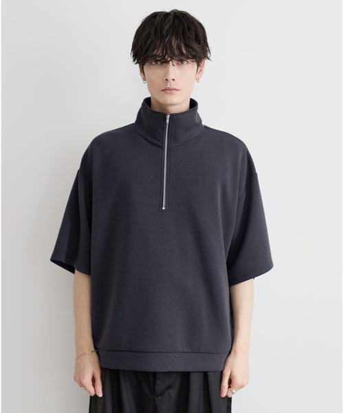 ASTRONOMY（アストロノミー）の「防シワ/抗ピリング　ポンチ半袖ハーフジップ（Tシャツ/カットソー・メンズ・ブラック/チャコール/ホワイト/ネイビー/グレー・XL/L/M/S）」の22枚目の写真