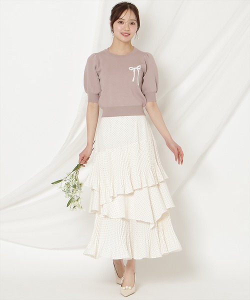 WILLSELECTION（ウィルセレクション）の「リボンジャガードパフニット（ニット/セーター・レディース・ブラック/ピンク/レッド/ネイビー・FREE）」の11枚目の写真