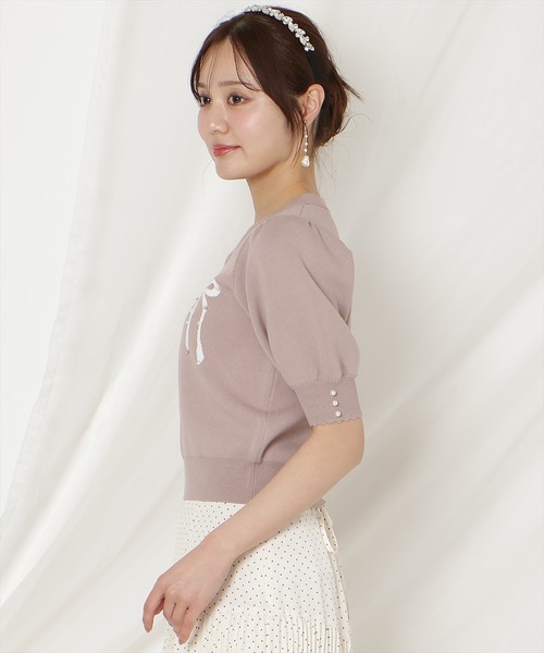 WILLSELECTION（ウィルセレクション）の「リボンジャガードパフニット（ニット/セーター・レディース・ブラック/ピンク/レッド/ネイビー・FREE）」の6枚目の写真