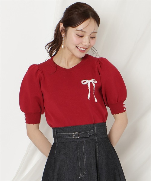 WILLSELECTION（ウィルセレクション）の「リボンジャガードパフニット（ニット/セーター・レディース・ブラック/ピンク/レッド/ネイビー・FREE）」の16枚目の写真