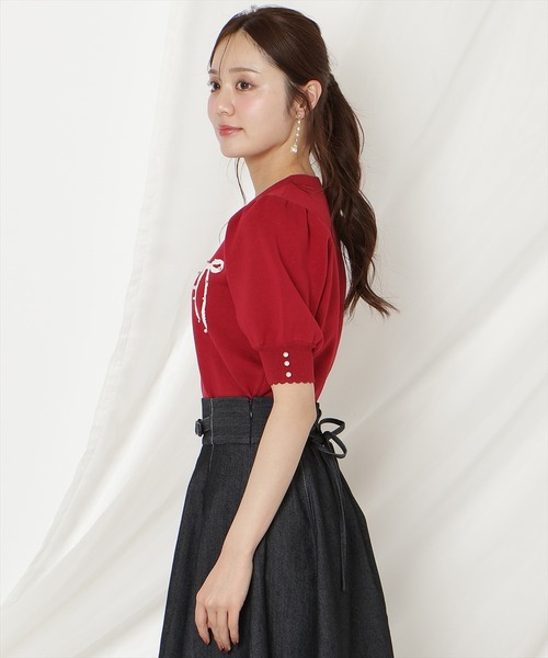 WILLSELECTION（ウィルセレクション）の「リボンジャガードパフニット（ニット/セーター・レディース・ブラック/ピンク/レッド/ネイビー・FREE）」の17枚目の写真