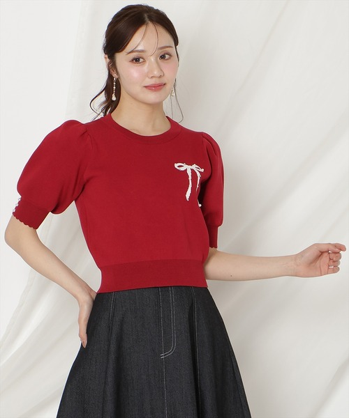 WILLSELECTION（ウィルセレクション）の「リボンジャガードパフニット（ニット/セーター・レディース・ブラック/ピンク/レッド/ネイビー・FREE）」の19枚目の写真