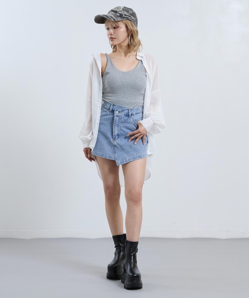 ANAP(アナップ)の「クロスウエスト ラップ デニム ショートパンツ(デニムパンツ・レディース・ブルー/ライトブルー・S/M)」の9枚目の写真