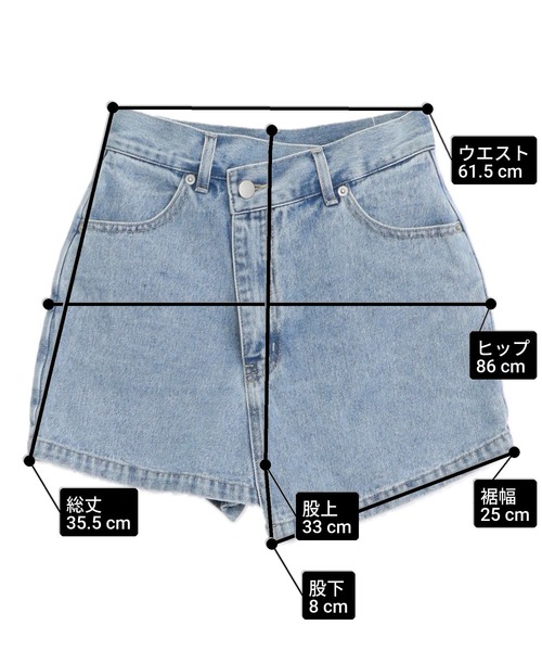 ANAP(アナップ)の「クロスウエスト ラップ デニム ショートパンツ(デニムパンツ・レディース・ブルー/ライトブルー・S/M)」の19枚目の写真