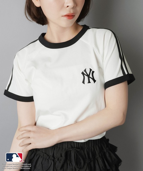 MLB/メジャーリーグベースボール】リンガー半袖Tシャツ/袖ライン（T