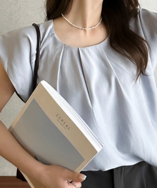 Eclat one(エクラワン)の「【Eclat one】フロント タック フレンチ スリーブ ブラウス(シャツ/ブラウス・レディース・ホワイト/ブラック/ブルー・FREE)」の17枚目の写真
