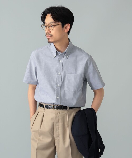 BEAMS F(ビームスエフ)の「COOLMAX(R) オックスフォード ショートスリーブ ボタンダウンシャツ(シャツ/ブラウス・メンズ・ブラック/ホワイト・X-LARGE/MEDIUM/LARGE/SMALL)」の1枚目の写真