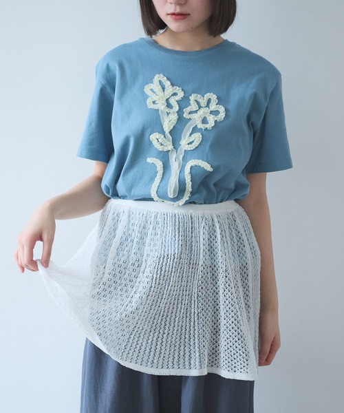 △透かし編み shari shari knit apron skirt（スカート）｜bulle de