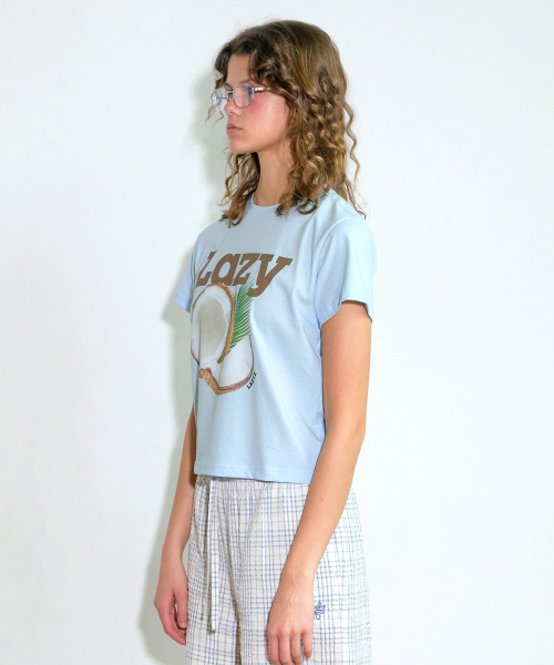 LAZYZ(レイジジ)の「Lazy Coconut Crop T-shirt (2color)(Tシャツ/カットソー・レディース・スカイブルー/ホワイト・FREE)」の3枚目の写真